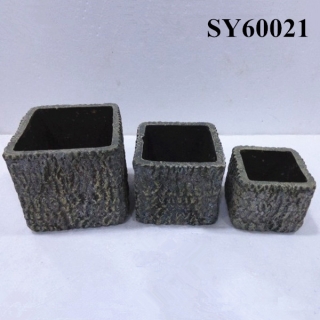 Old stone decoration square ceramic flower pot