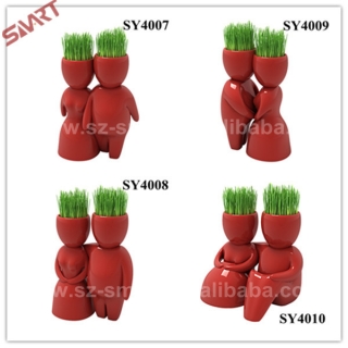 Home decoration for gifts lover red man ceramic grass doll