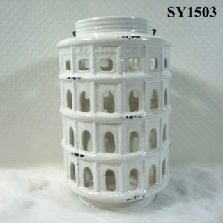 8.5" white indoor ceramic candle holders