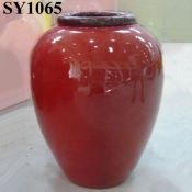 Ceramic pot for flower 25" red glazed garden pottery pot