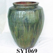 Antique crackle green glazed pottery pot
